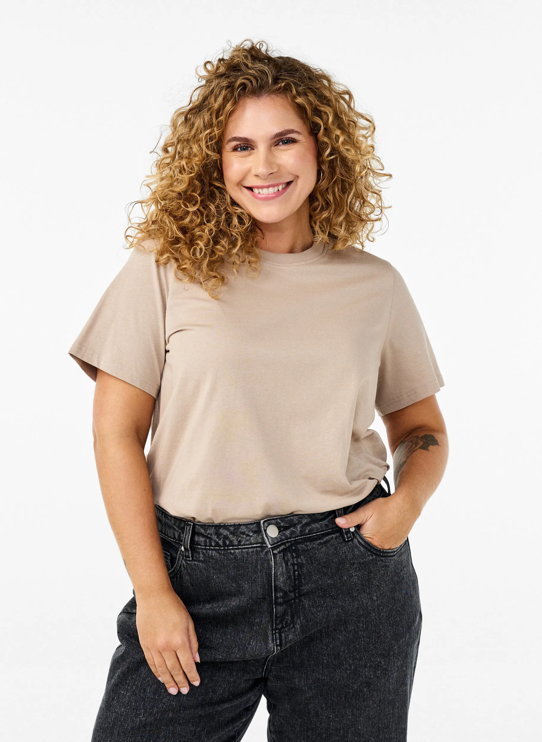Basic-T-Shirt aus Baumwolle mit Rundhalsausschnitt