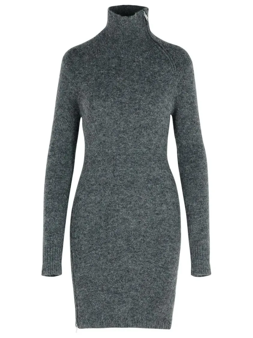   Etoile Isabel Marant  Ohara' Dark Grey Baby Alpaca Blend Dress Grey  Mini-Kleider 