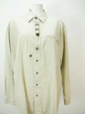 Gr.XL Trachtenhemd Kornett beige mit Edelweiß Stickerei herrliches Hemd TH2435
