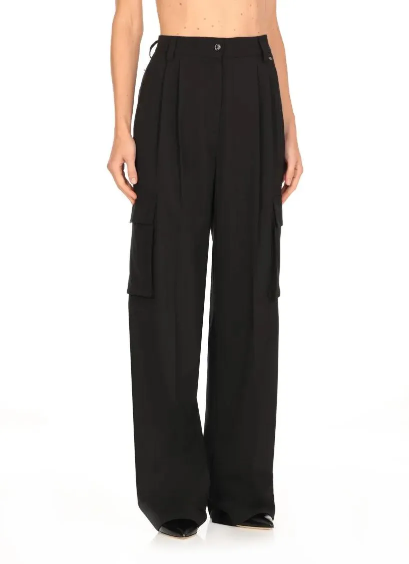 Herno  Wool Blend Palazzo Pants Black 