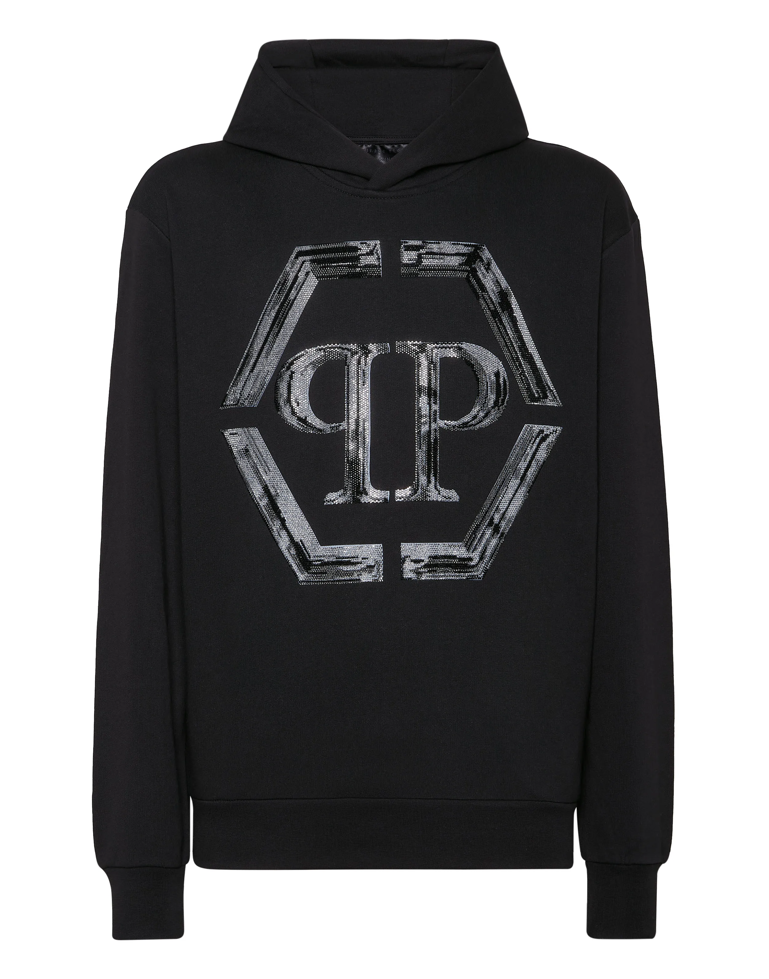 Hoodie Sweatshirt LS Strass Hexagon
