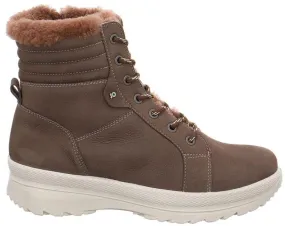 Jomos Damen Schnürstiefel Leder Reißverschluss Lammfell BRAUN 853507