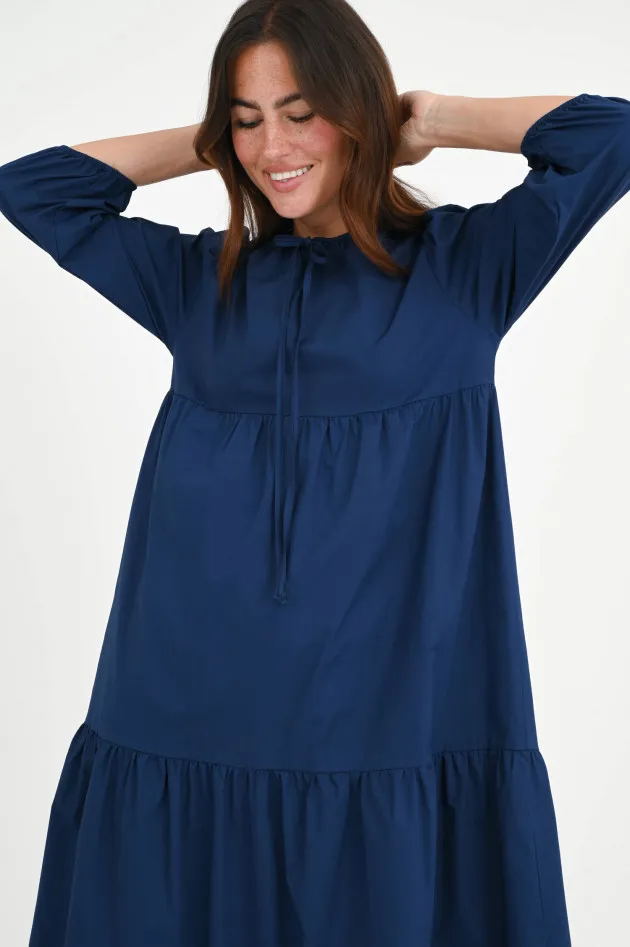 Kleid AZZURA mit Volants in Dunkelblau