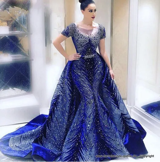 Königin Abendkleid mit Pailletten und Schleppe