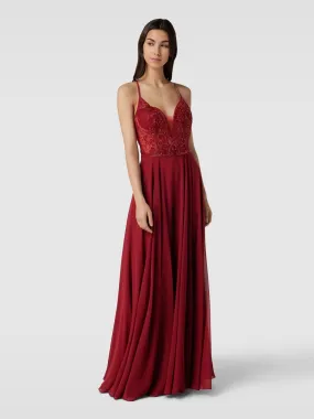 Luxuar Abendkleid mit floraler Spitze (rot) online kaufen