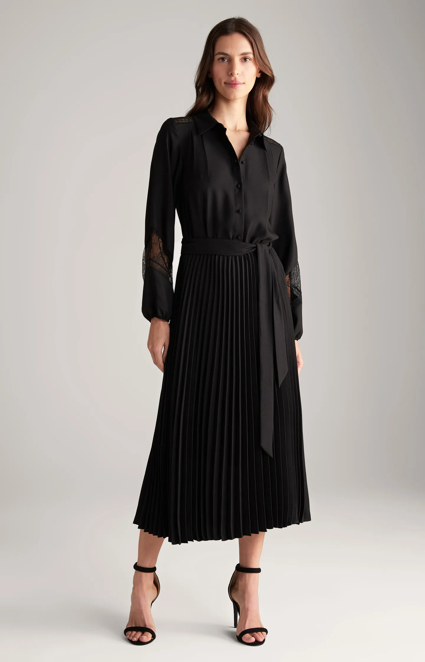 Maxi Crêpe-Kleid in Schwarz