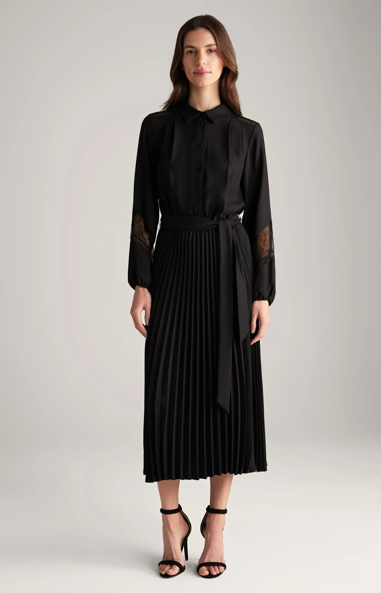 Maxi Crêpe-Kleid in Schwarz