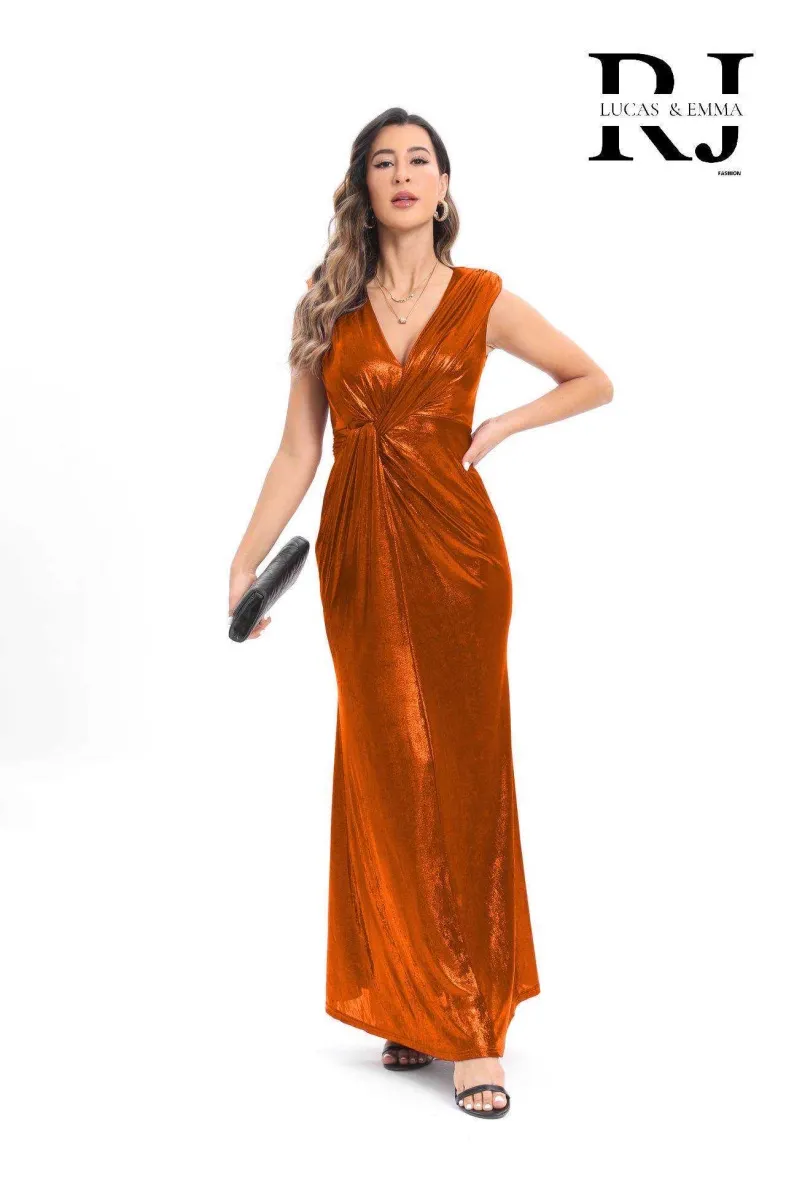 Metallic-Abendkleid mit Schlitz