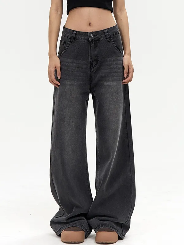 Retro-gewaschene Boyfriend-Jeans im Used-Look