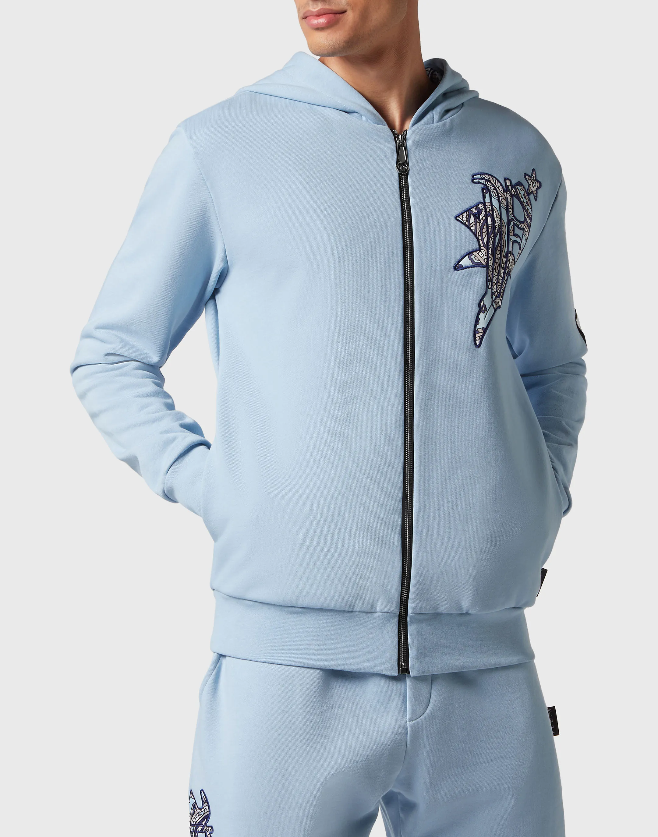 Satin Hoodie Sweatjacket Paisley Gothic Plein