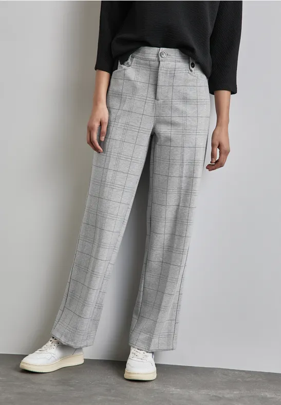 Street One Karierte Straight Leg Hose 