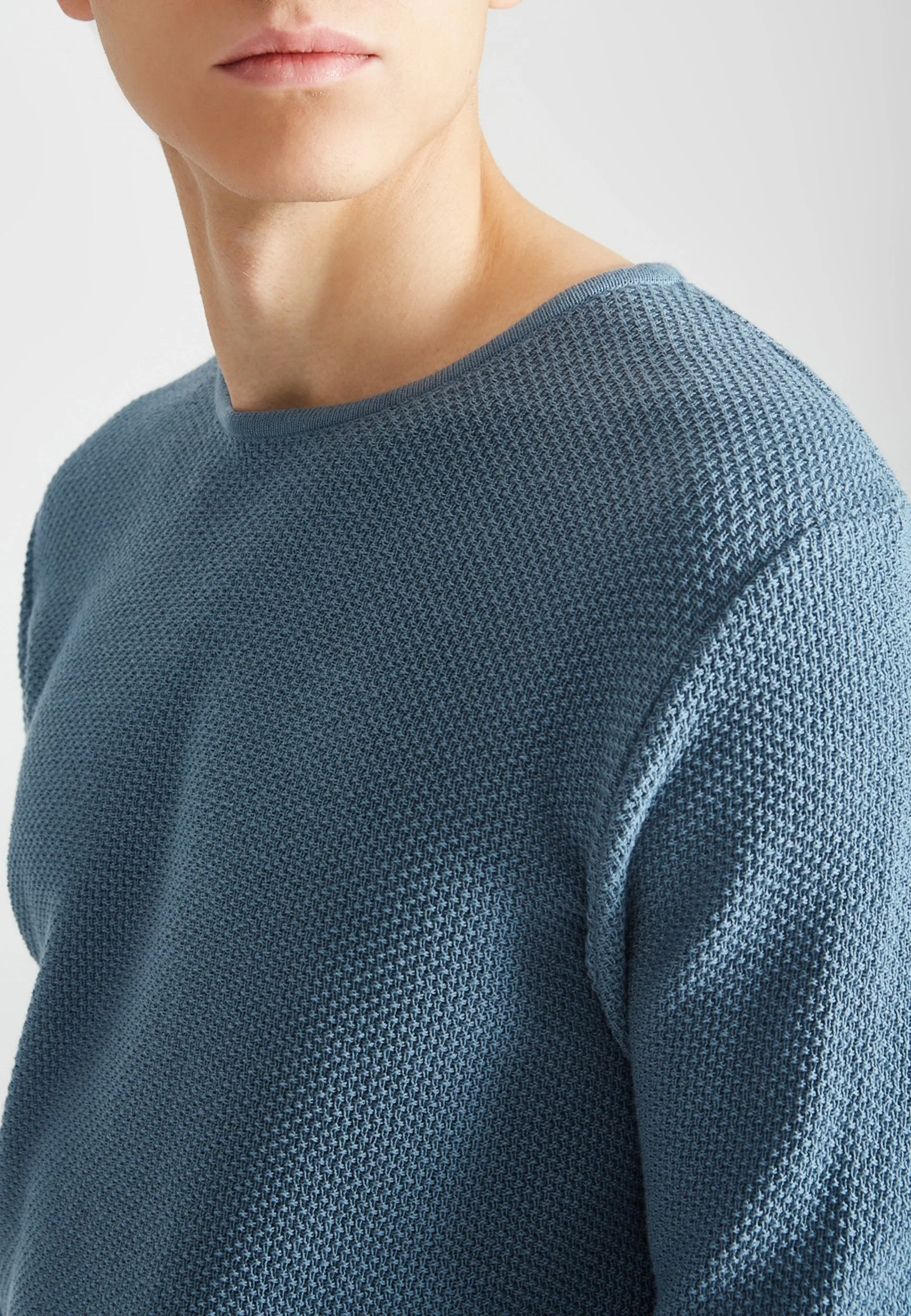 Strickpullover COLE aus Bio-Baumwolle - Arctic Blue