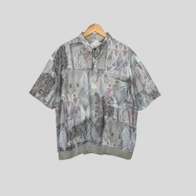 Vintage 80er/90er Poloshirt Marmor Muster | Einzelstück | Größe XL
