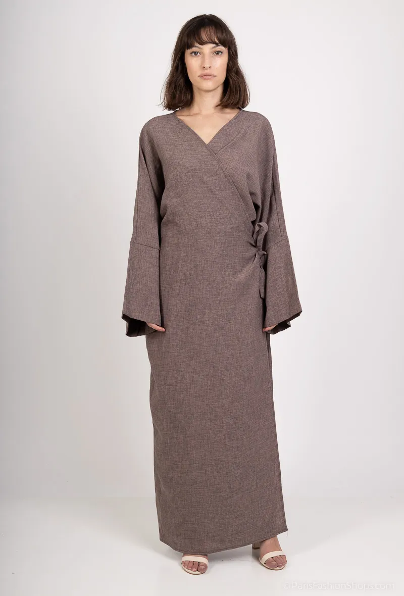 Wickel-Abaya-Kleid in Leinenoptik