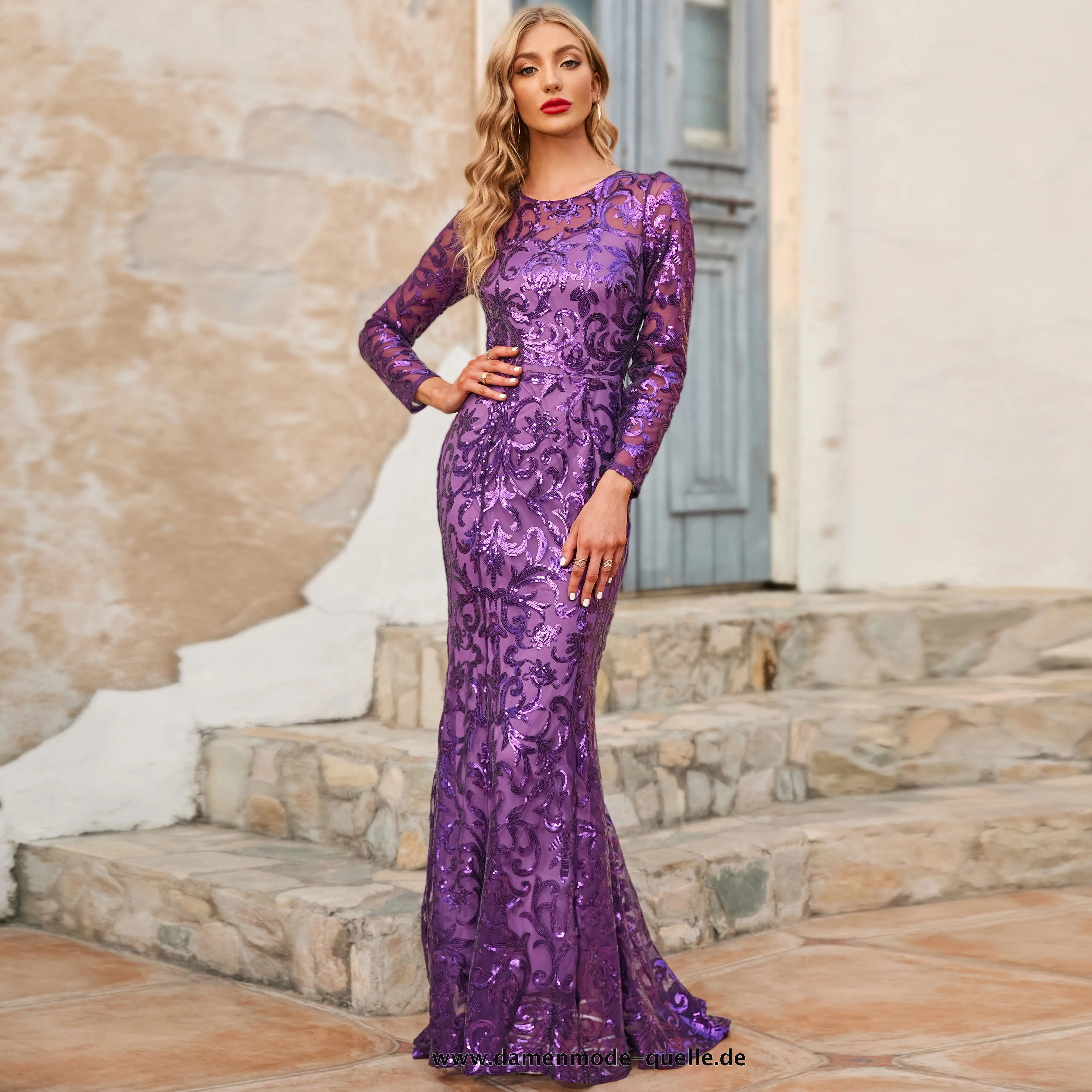 Wunderschönes Ballkleid Abendkleid mit Pailletten Glitter Abendkleid 2023 in Lila